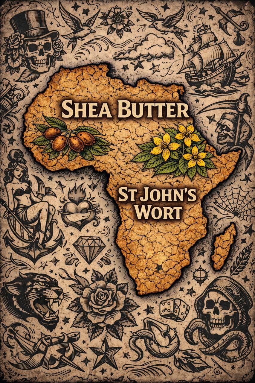 Tattoo aftercare ingredients - Shea Butter and St. John's Wort